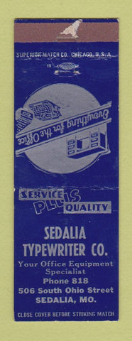 Matchbook Cover - Sedalia Typewriter Sedalia MO WEAR