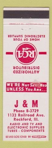 Matchbook Cover - J&M Radio TV RCA Rockford IL