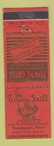 Matchbook Cover - The Towne Grill Boston MA