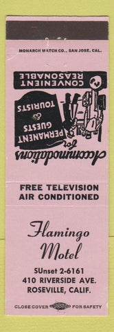 Matchbook Cover - Flamingo Motel Roseville CA PURPLE