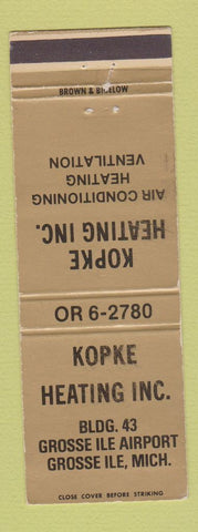 Matchbook Cover - Kopke Heating Grosse Ile MI