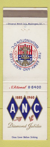 Matchbook Cover - Army Navy Club Washington DC 1960 Diamond Jubilee