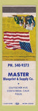 Matchbook Cover - Master Blueprint Supply Costa Mesa CA