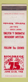Matchbook Cover - Holdrege NE Diamond Jubilee 1958 Anderson Plumbing