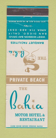 Matchbook Cover - Bahia Motor Hotel Restaurant girlie San Diego CA