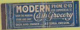 Matchbook Cover - Modern Cash Grocery Astoria OR POOR