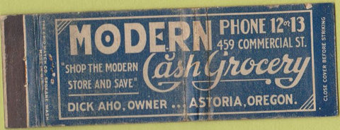Matchbook Cover - Modern Cash Grocery Astoria OR POOR