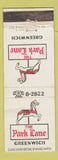 Matchbook Cover - The Park Lane Greenwich CT WEAR