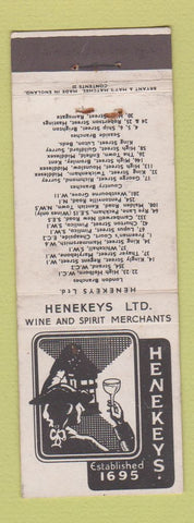 Matchbook Cover - Henekeys Wine Spirits Liquor UK England WEAR