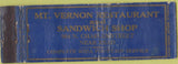 Matchbook Cover - Mt Vernon Restaurant POOR