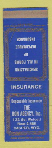 Matchbook Cover - Bon Insurance Casper WY SAMPLE