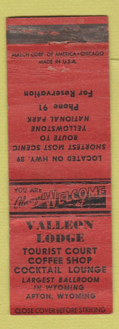 Matchbook Cover - Valleon Lodge Afton WY WORN
