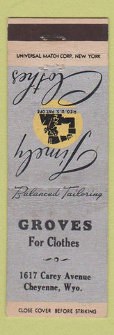 Matchbook Cover - Timely Men's Clothes Groves Cheyenne WY