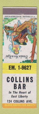 Matchbook Cover - Collins Bar Pittsburgh PA hillbilly