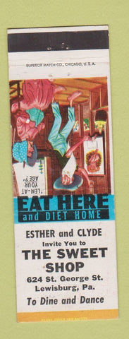 Matchbook Cover - The Sweet Shop Lewisburg PA hillbilly Hershey's Ice Cream