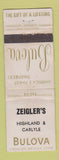 Matchbook Cover - Bulova Watches Zeigler's WEAR