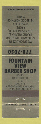 Matchbook Cover - Fountain View Barber Shop Detroit? MI