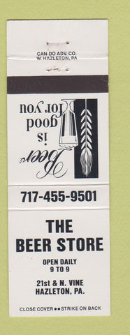 Matchbook Cover - The Beer Store Hazleton PA WHITE