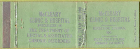 Matchbook Cover - McCleary Clinic Hospital Excelsior Springs MO WEAR