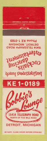 Matchbook Cover - Bobbie's Lounge Detroit MI