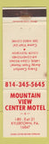 Matchbook Cover - Mountain View Center Motel Kylertown PA WEAR