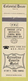 Matchbook Cover - Crinoline Courts Motel Bedford PA