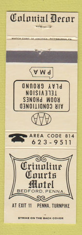 Matchbook Cover - Crinoline Courts Motel Bedford PA