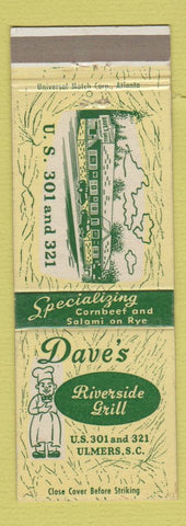 Matchbook Cover - Dave's Riverside Grill Ulmers SC
