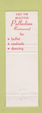 Matchbook Cover - Shoreham Hotel Motor Inn Washington DC Palladian Room