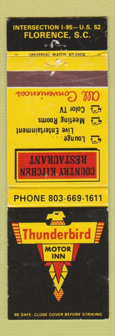 Matchbook Cover - Thunderbird Motor Inn Florence SC
