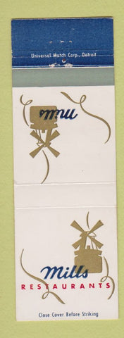 Matchbook Cover - Mills Restaurants
