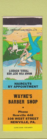 Matchbook Cover - Wayne's Barber Shop Newville PA hillbilly #1
