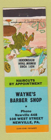 Matchbook Cover - Wayne's Barber Shop Newville PA hillbilly #2
