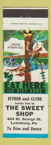 Matchbook Cover - The Sweet Shop Lewisburg PA hillbilly Hershey's Ice Cream