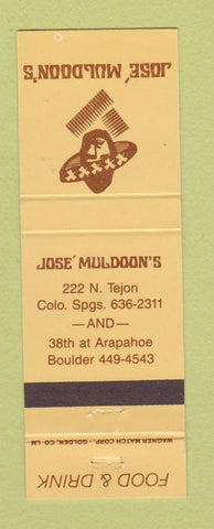 Matchbook Cover - Jose Muldoon's Colorado Springs Boulder