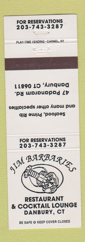 Matchbook Cover - Jim Barbaries Restaurant Danbury CT