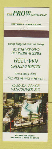 Matchbook Cover - Prow Restaurant Vancouver BC