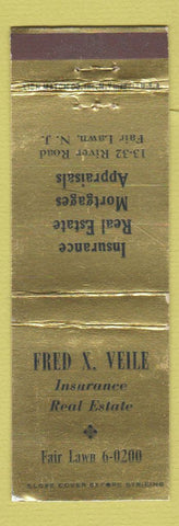Matchbook Cover - Fred Veile Insurance Real Estate Fair Lawn NJ