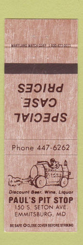 Matchbook Cover - Paul's Pit Stop Emmitsburg MD liquor