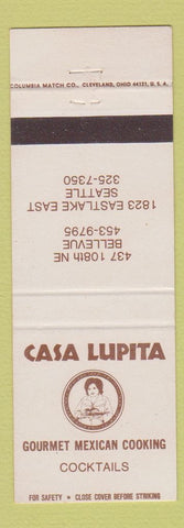 Matchbook Cover - Casa Lupita Mexican Food Seattle Bellevue WA