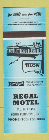 Matchbook Cover - Regal Motel South Porcupine ON