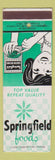 Matchbook Cover - Springfield Foods Grocery girlie MISCUT SAMPLE