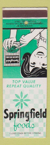 Matchbook Cover - Springfield Foods Grocery girlie MISCUT SAMPLE