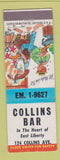 Matchbook Cover - Collins Bar Pittsburgh PA hillbilly