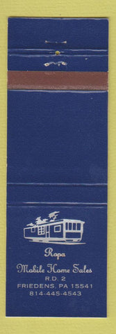 Matchbook Cover - Ropa Mobile Home Sales Friedens PA trailer