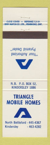 Matchbook Cover - Triangle Mobile Homes Trailer North Battleford Kindersley SK