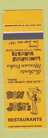 Matchbook Cover - Don Joe's Mexican Restaurant San Diego CA