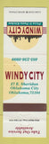 Matchbook Cover - Windy City Pizza Pasta Oklahoma City OK
