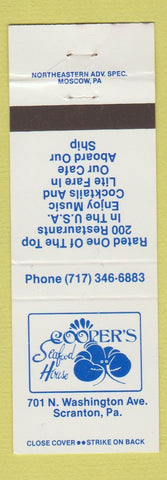 Matchbook Cover - Cooper's Seafood House Scranton PA