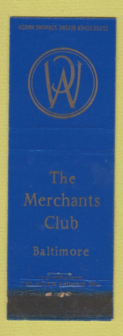 Matchbook Cover - Merchants Club Baltimore MD WEAR